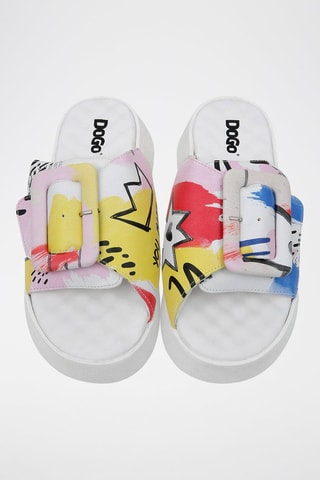 $Mules en cuir vegan The Creation of the Collage - Jaune et blanc