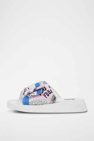 $Mules en cuir vegan The Creation of the Collage - Jaune et blanc