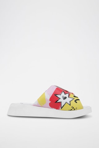 $Mules en cuir vegan The Creation of the Collage - Jaune et blanc