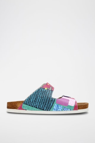 $Mules Patch Fish Vert et rouge framboise