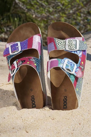 $Mules Patch Fish Vert et rouge framboise