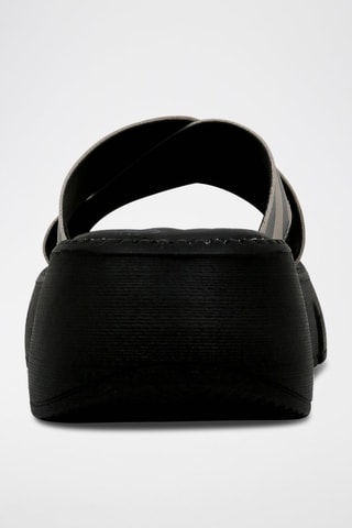 $Mules compensées en cuir vegan Let's Find a Place to Get Lost - Noir et beige