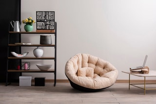 $Pouf Kiku Large 90 x 70 x 56 cm - Crème