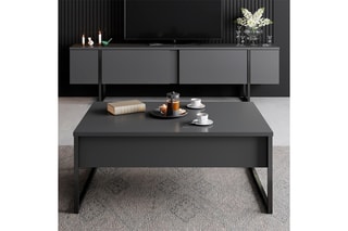 $Meuble TV 2 abattants Luxe - Anthracite