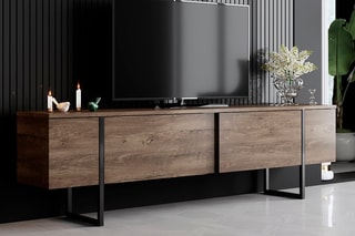 $Meuble TV 2 abattants Luxe - Imitation bois