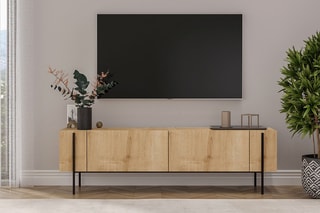 $Meuble TV 2 abattants Herman - Imitation chêne