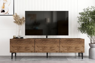 $Meuble TV 3 abattants Felix - Imitation noyer