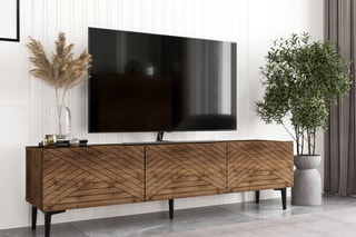 $Meuble TV 3 abattants Felix - Imitation noyer