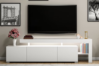 $Meuble TV 2 portes et abattant - 192 x 53 x 37 cm