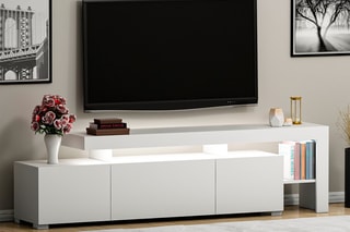 $Meuble TV 2 portes et abattant - 192 x 53 x 37 cm