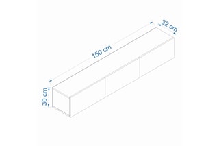 $Meuble TV 3 abattants - 150 x 30 x 32 cm