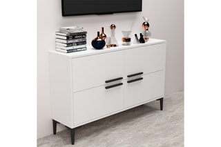 $Meuble TV 4 abattants Blanc