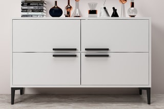 $Meuble TV 4 abattants Blanc