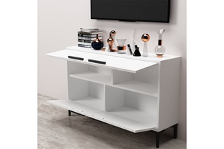 $Meuble TV 4 abattants Blanc