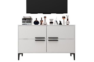 $Meuble TV 4 abattants Blanc