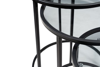 $3 tables gigognes en verre trempé Alya - 34 x 50 x 34/42 x 54 x 42/50 x 58 x 50 cm