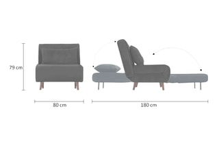 $Fauteuil convertible Folde - Gris foncé - En polyester