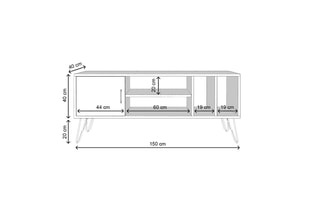 $Meuble TV 1 porte Tugba - 150 x 60 x 40 cm