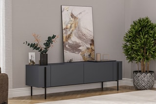 $Meuble TV 2 abattants Herman - 160 x 45,6 x 31,4 cm