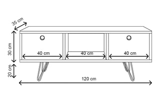 $Meuble TV 2 abattants Yaren - 120 x 50 x 35 cm