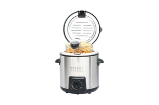 $Friteuse électrique 2-en-1 en acier inoxydable