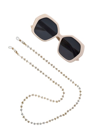 Cordon chaînette à lunettes - Doré et beige