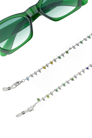 Cordon chaînette à lunettes - Argenté et vert