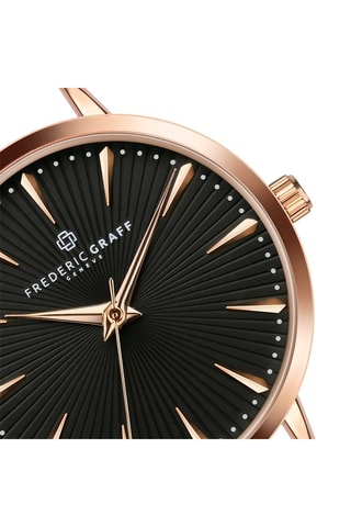 Montre à quartz en acier inoxydable plaqué ion or rose - Doré rose et noir - Frederic Graff