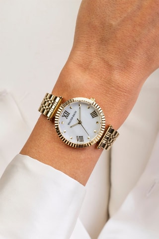 Montre à quartz en acier et nacre - Doré et blanc - Walter Bach