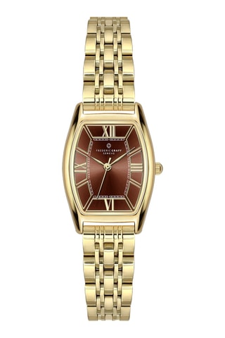 Montre à quartz en acier - Doré et marron - Frederic Graff