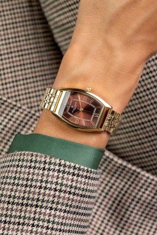 Montre à quartz en acier - Doré et marron - Frederic Graff