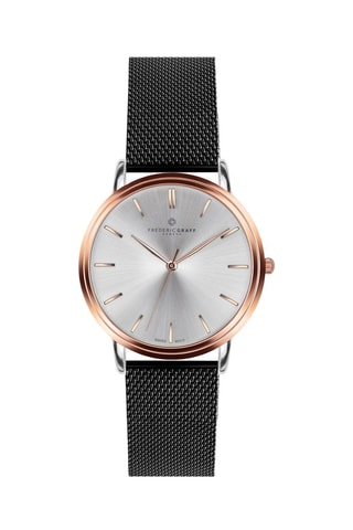 Montre à quartz en acier - 
Noir et doré rose  - Frederic Graff