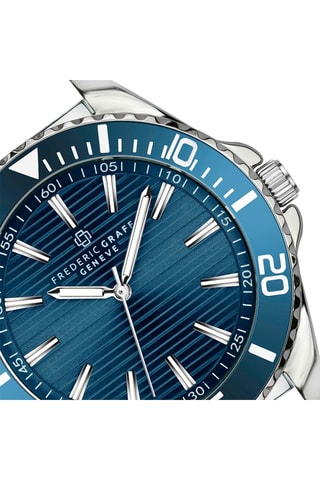Montre à quartz en acier inoxydable plaqué ion argent - Argenté et bleu - Frederic Graff