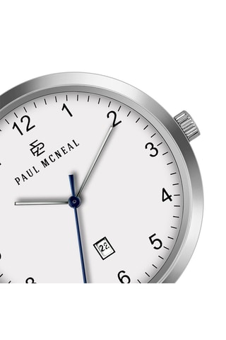 Montre à quartz en acier - 
Argenté et blanc - Paul McNeal