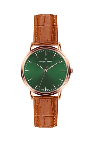 Montre à quartz en cuir - Marron et doré rose - Frederic Graff
