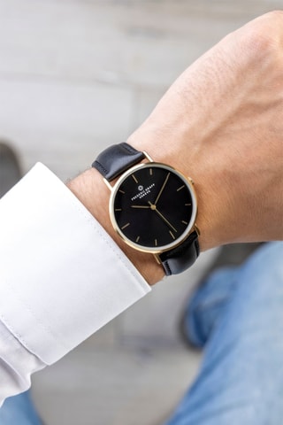 Montre à quartz en cuir - Noir - Frederic Graff