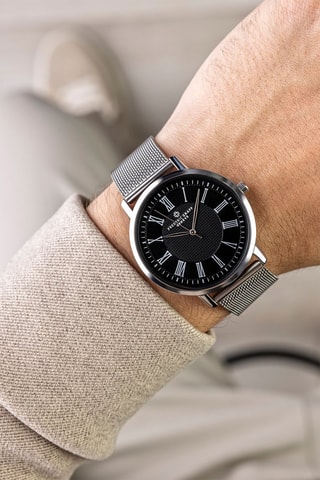 Reloj de cuarzo de acero - Plateado y negro - Frederic Graff