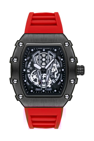 Montre à quartz en silicone - Rouge et noir - Marc Malone