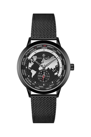 Montre à quartz en acier - GMT - Noir - Paul McNeal