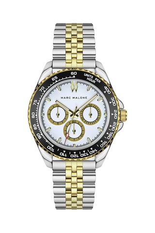 Montre à quartz en acier - Tachymètre - Argenté et noir - Marc Malone