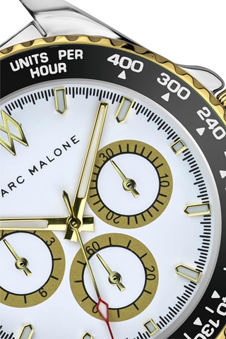Montre à quartz en acier - Tachymètre - Argenté et noir - Marc Malone