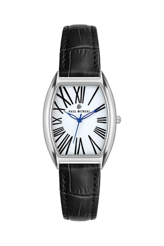 Montre à quartz en cuir - Noir et argenté - Paul McNeal