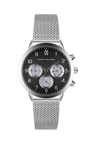 Reloj de cuarzo de acero - Plateado y negro - Marc Malone