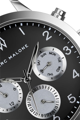 Reloj de cuarzo de acero - Plateado y negro - Marc Malone