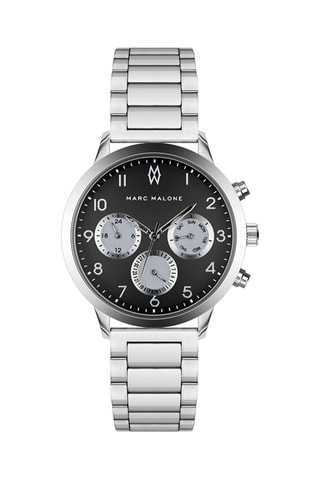 Montre à quartz en acier - Argenté et noir - Marc Malone