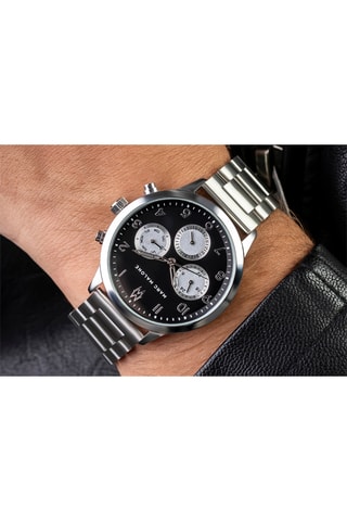 Montre à quartz en acier - Argenté et noir - Marc Malone