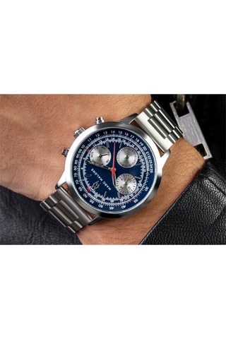 Montre à quartz en acier - Argenté et bleu marine - Marc Malone