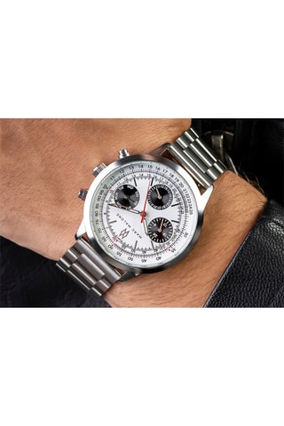 Montre à quartz en acier - Argenté et blanc - Marc Malone