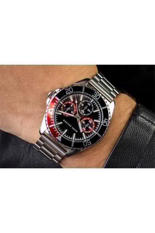 Montre à quartz en acier - Argenté et noir - Marc Malone