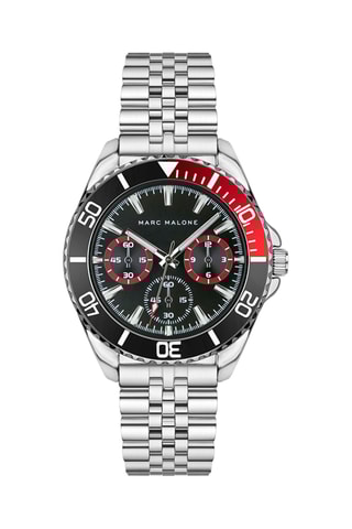 Reloj de cuarzo de acero - Plateado y negro - Marc Malone